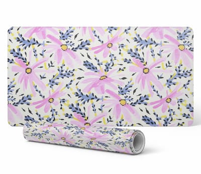 Beschermende bureauonderlegger met grafisch bloemenpatroon in pastelkleuren, 90x45 cm