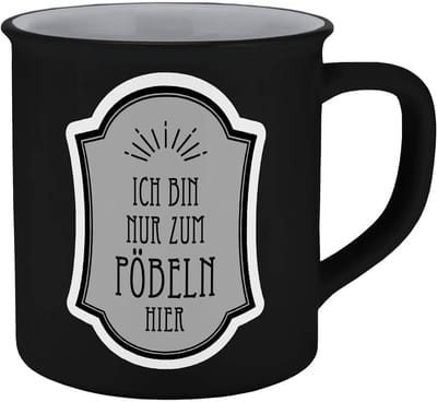 Keramische mok - Koffiebeker Theeglas - Grote dranken - Emaille-look print - 400 ml inhoud - Wit
