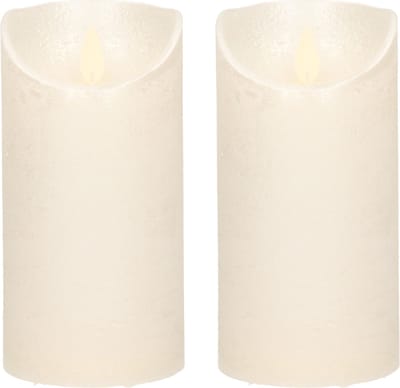 Anna's Collection Led kaars/stompkaars - 2x - creme/parel wit - H15 x D7,5 cm - wax - bewegende vlam