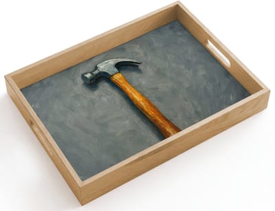 Dienblad hout 40x30 cm - Schootdienblad - Hamer - Schilderij - Gereedschap - Borrelplank rechthoek - Plateau dienbladen