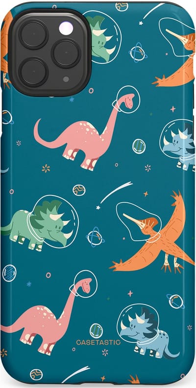 Casetastic hoesje geschikt voor Apple iPhone 11 Pro Max - Dubbellaagse bescherming - Ruimte raptors - Fashion Case - Petrol Perzik
