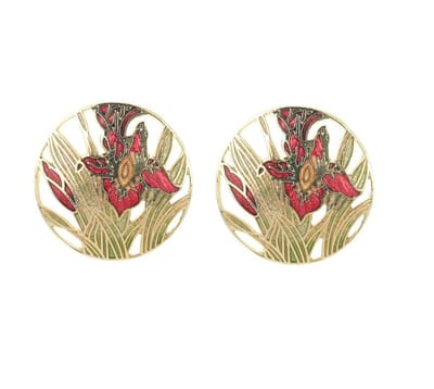 Behave - Oorknopjes dames - bloemmotief - rood - 2,5 cm