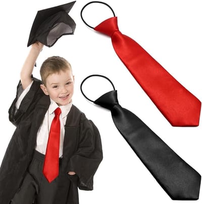 Set van 2 Verstelbare Elastische Schoolstrikken voor Kinderen - Unisex Polyester Satijn in Effen Kleuren, Voor Jongens en Meisjes, Gemakkelijk te Dragen