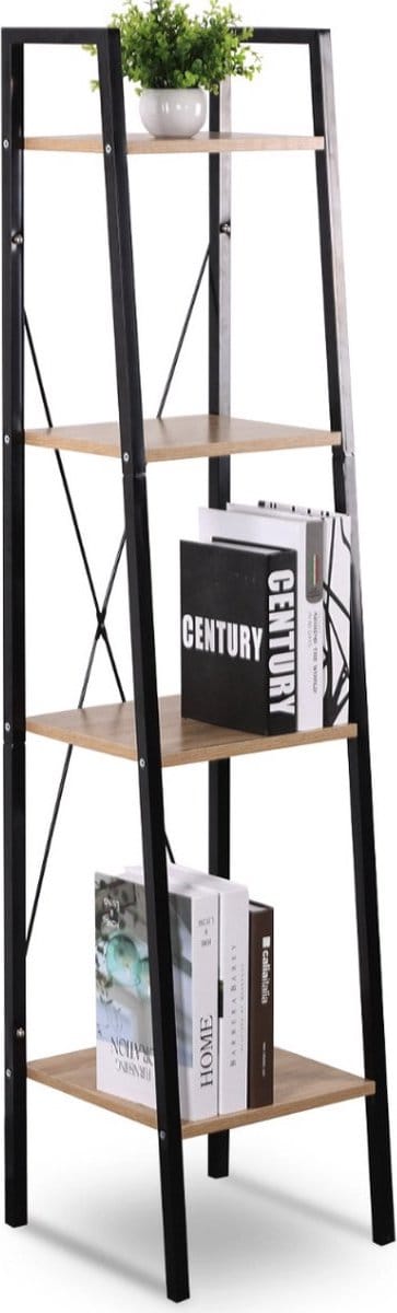 Bolt Edge Boekenkast - Industrieel - Bruin - 4 Lagen - 34x35x148cm - Boekenrek