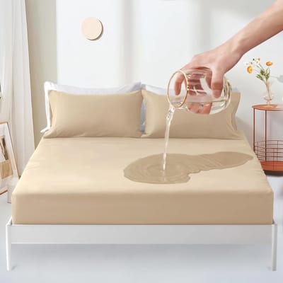 Matrasbeschermer Waterdicht - Matrashoes Hoeslaken - Bescherming Matras - Diepe Hoeken Elastisch - 180x200cm Super King - Lichtbruin