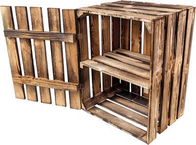 Creative Deco Houten Gevlamde Doos met Plank | 50 x 40 x 30 cm | Houten Gevlamde Doos in Vintage Stijl | Wandrek | Ideaal voor Cadeau Opbergers voor DIY Decoratie | Documenten Gereedschap Speelgoed