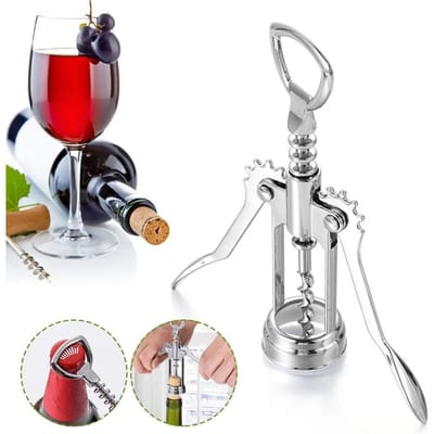 Ouvre-Bouteille Rouge à Ailettes en Acier Inoxydable Portable Tire-Bouchon Métallique Ouvre-Bouteilles Tire-Bouchons Décapsuleur W3077WW-