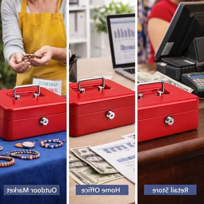 Geldbox met Slot en 2 Sleutels, Kleine Cash Box voor Veilig Opslaan van Munten en Briefgeld, Ideaal voor Thuis, Kantoor en Evenementen, Verkrijgbaar in 10 cm, 15 cm en 20 cm, Diverse Kleuren