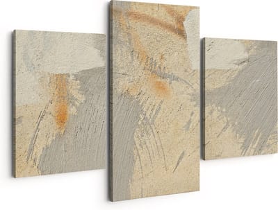 Artaza Canvas Schilderij Drieluik Abstracte Kunst van een Cementen Muur - 150x120 - Groot - Foto Op Canvas - Canvas Print