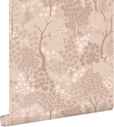 ESTAhome behang bomen en bloemen oudroze - 50 x 900 cm - 131649