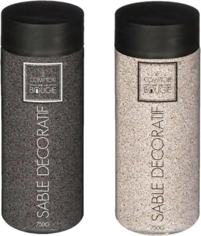 Atmosphera Decoratie zand - 2x potjes - beige en zwart - 750 gram - Zandkorrels - hobby vulmateriaal