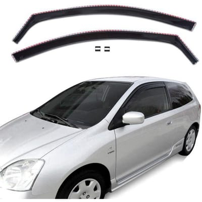 Wind deflectors - Honda Civic 2001-2005 3-deurs - Aerodynamisch - Zwart getint - Eenvoudige montage