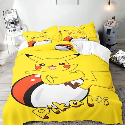 Pokémon Anime Dekbedovertrek Set Comforte Beddengoed Sets met Cartoon Print Twin Maat Kerstcadeaus 3-delig US King(264*228cm)3pcs