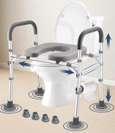 Toiletbril met armen - Verhoogde zitting - Meer zelfstandigheid - Hoge belastbaarheid - 230 kg - Wit