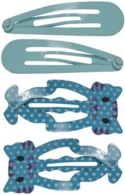 Haarsoires Haarspeld Klikklak 5cm - Kat - Stippen Print - Blauw - Set van 4 - Haarclip Speldjes - Makkelijk in Gebruik - Haaraccessoires voor Volwassenen & Kinderen - Hair Clip - Decoratieve Haaraccessoire