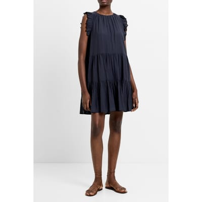 French Connection Holland Tiered Dress Navy Maat: XS | Mini Jurken Outlet | Dames | Blauw