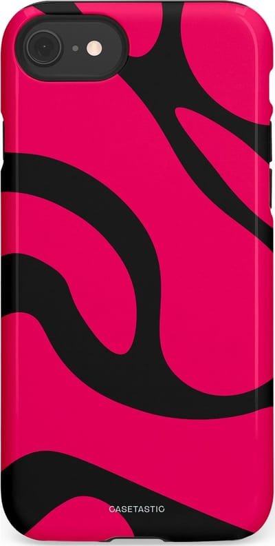 Casetastic hoesje geschikt voor Apple iPhone SE / Apple iPhone 7 / Apple iPhone 8 - Dubbellaagse bescherming - Zwart Roze Mamba Golven - Fashion Case - Roze Zwart