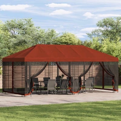 vidaXL - Tuinpaviljoen - 6 - x - 3 - m - Terracotta - Polyester - en - Staal - 190 - gsm
