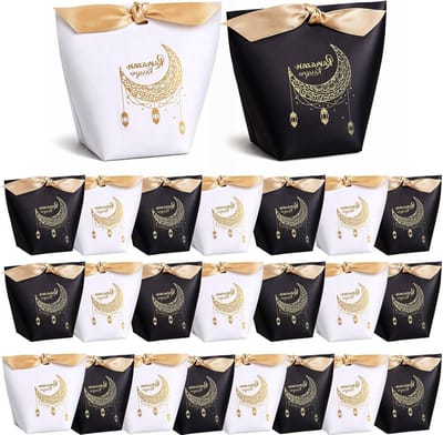 Eid Mubarak geschenkzakken set van 24 stuks met gouden linten voor Ramadan, feestelijke papieren zakken voor snoepjes, chocolade en geschenken