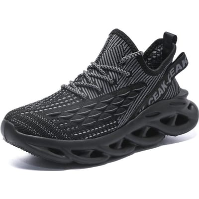 MAEDEF Heren Hardloopschoenen Antislip Sneakers Klassieke Outdoor Jogging Ademend Mesh Lichtgewicht Schokabsorptie Casual Schoenen 39 zwart