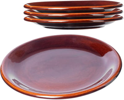KADAX Eetborden, borden van klei met keramische laag, vaatwasmachinebestendige platte borden, platte eetborden, serveerborden voor ontbijt, cake, desserts (plat, 4 stuks)