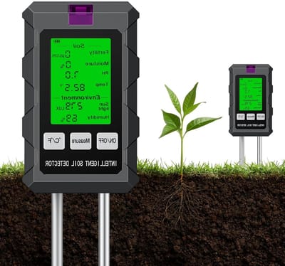 Digitale 6-in-1 Bodemvochtmeter voor Planten - Test voor Voedingsstoffen, pH, Temperatuur en Vochtigheid, Batterijgevoed en Gebruiksvriendelijk