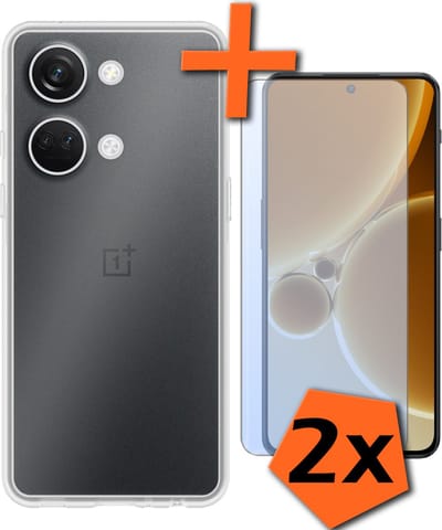 Hoes - Met 2x Screenprotector - Geschikt voor OnePlus Nord 3 - Sterk & Shockproof - Back Cover - Siliconen Case - Telefoon Hoes - Transparant