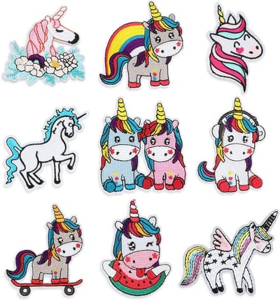 9 stuks geborduurde stofvlekken, cartoon motief, kinderkleding accessoires, reparatiedoekvlekken