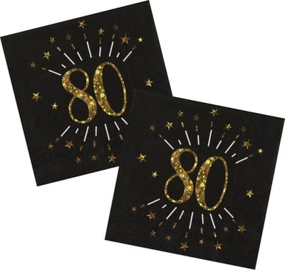 Verjaardag feest servetten leeftijd - 50x7 - 80 jaar - goud - 33 x 33 cm