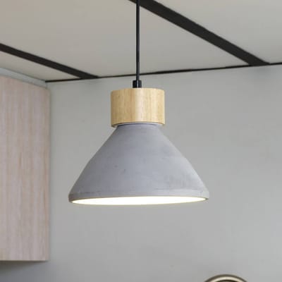 OSRAM DECOR Concrete Wood beton hanglamp, 220 mm, in donkergrijs, met metalen en betonnen behuizing, voor binnenverlichting, flexibele armatuurkeuze dankzij de E27 fitting
