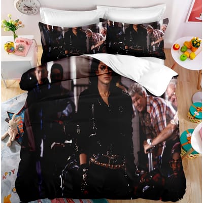 Michael Jackson Beddengoed Collectie Enkel Tweepersoons Volledig King Size Muzikaal Genie Met Beddengoed Volwassenen Tieners Slaapkamer 200X200Cm Dekbedovertrek Collectie EU King 240x220cm