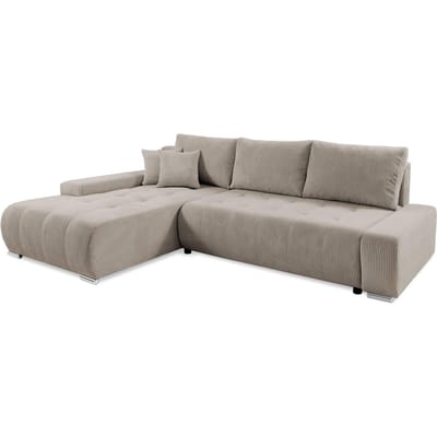 Hoekbank Olivia links ribstof met slaapfunctie | NADUVI Collection