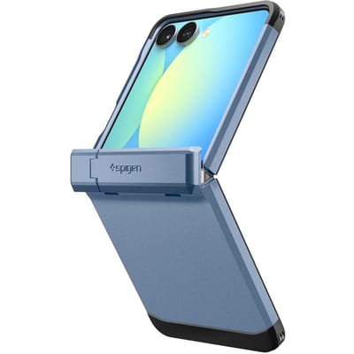 Spigen Tough Armor Hoesje Geschikt voor Samsung Galaxy Z Flip 7 | Compatibel met MagSafe / Qi2 | Back Cover Militaire Standaard | Kickstand | Blauw