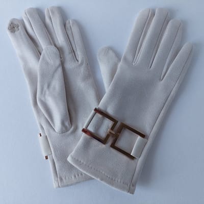Beige/Crème dameshandschoenen – superzacht met luxe messing details, elegant & tijdloos - 1 maat