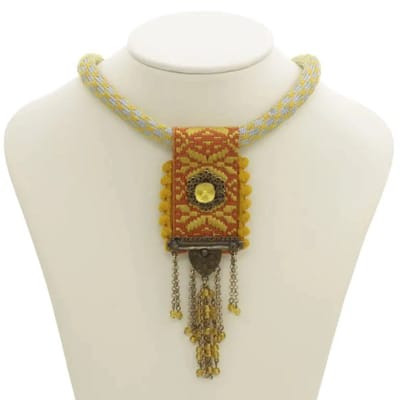 Boho ketting met kant, geel(747 92N 26448 )