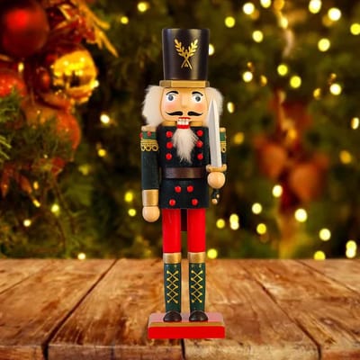 Traditionele Houten Notenkraker Soldaat 30cm voor Kerstmis - Decoratieve Figuren voor Feestdagen en Thuisdecoratie