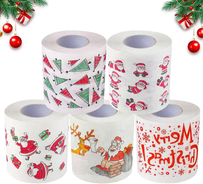 Vrolijke Kerst Toiletpapier - 5 Rollen met Santa en Kerstmotieven