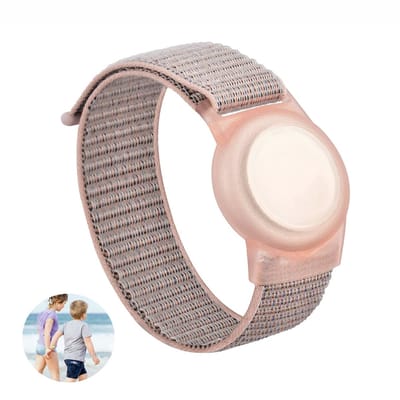 Consumerce® Nylon Armband Geschikt voor AirTag met Klittenband Sluiting – Roze - Kind Polsband – Kids GPS Horloge – Peuter – Tracker – Ouderen – Kinderhorloge – Kinderen – Volgsysteem – Trackers Armbanden