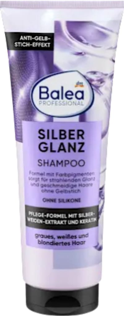 Balea Professionele Shampoo Zilverglans - Anti-vergelingseffect| 1x250 ml - Verzorgende Formule met Zilverwilgenextract en Keratine | Voor Grijs, Wit en Gebleekt Haar