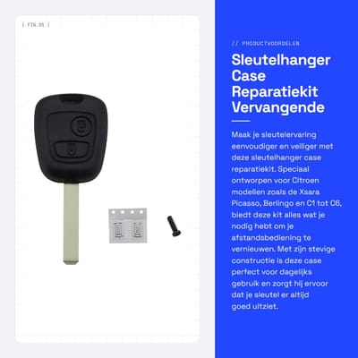 Dailygoods - Sleutelhanger Case Reparatiekit - Vervangende Afstandsbediening - Zwart - 2-knops Sleutel - Geschikt voor Citroen modellen - Inclusief ac...
