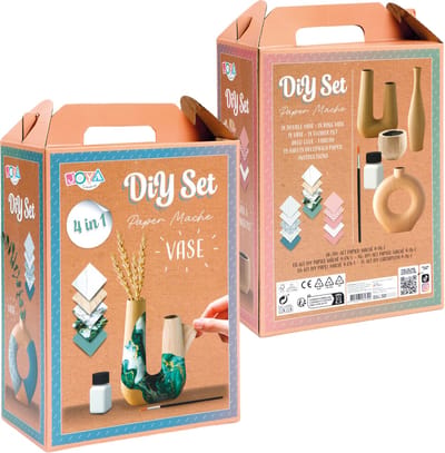 Joya Creative Home Deco Knutselpakket DIY 4in1 - Papier Mache Vaas Set - Decoreer je eigen Vazen - Creatief Knutselen voor Volwassenen - Decoratieve Accessoires voor in Huis