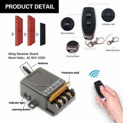 Krachtige 433MHz draadloze afstandsbedieningsschakelaar, RF-afstandsbediening AC 220V/240V/110V 30A, geschikt voor verlichting, waterpompen en huishoudelijke apparaten.