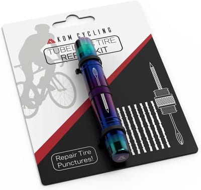 Fietspomp Bandenreparatie - Tubeless Reparatiekit - Snel Banden Plakken - Inclusief 8 Reparatie Strips - Compact Formaat - Iridescent