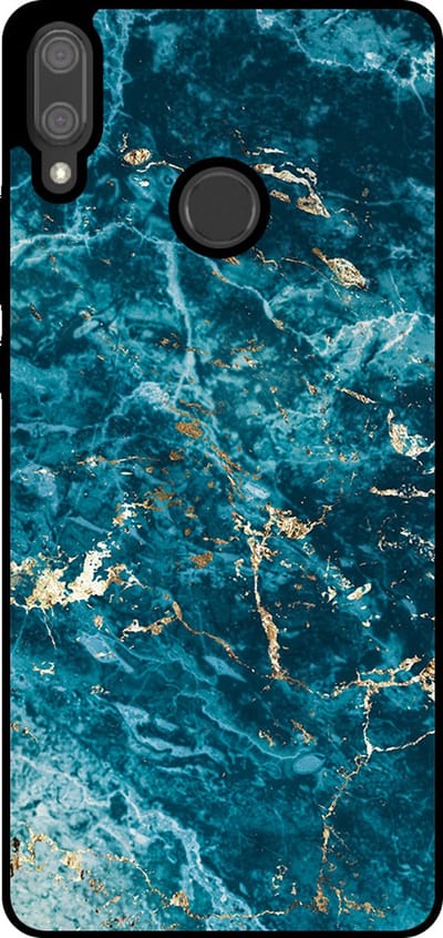 Smartphonica Telefoonhoesje Geschikt voor Huawei Y9 (2019) met marmer opdruk - TPU backcover case blue marble design - Blauw geschikt voor Huawei Y9 (2019)
