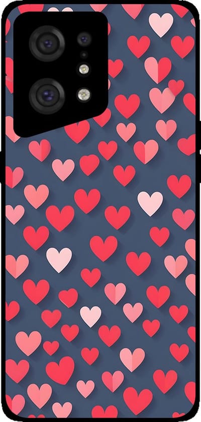 Smartphonica Telefoonhoesje Geschikt voor Oppo Find X5 met Roze en Rode Hartjes Opdruk - TPU Backcover Case With Rosé and Red Heart Design geschikt voor Oppo Find X5
