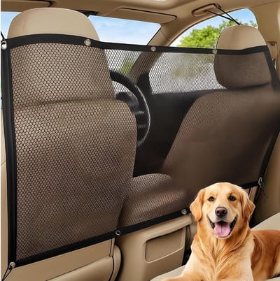 Hondenrek Auto - Scheidingsnet - Veilig Rijden - Sterk Verdikt Gaas - 116cm x 76cm - Zwart
