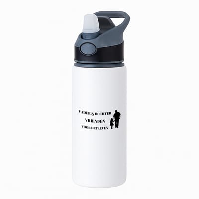 Hacebo® - vader en dochter vrienden voor het leven waterfles met rietje zwart - vader/dochter - vader cadeautjes - vaderdag - verjaardag - geschenk - kado - vader artikelen - dochter artikelen - dochter verjaardag - water fles - 650ML