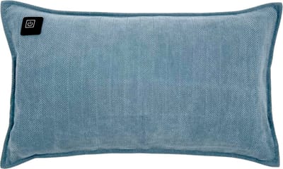 Warmpi Warmtekussen Chenille Blauw – 50x30 cm – Elektrisch Verwarmd Ergonomisch Kussen – Inclusief 10.000 mAh Powerbank – 2 Infrarood Warmtepanelen – 3 Warmtestanden tot +/- 60°C