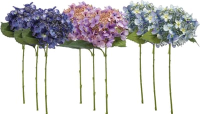 Emerald - Kunstbloem Hortensia 50cm Blauw - Set van 9 - Kunstplant voor binnen