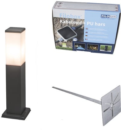 QAZQA malios - Moderne Staande Buitenlamp | Staande Lamp voor buiten - 1 lichts - H 450 mm - Donkergrijs - Buitenverlichting